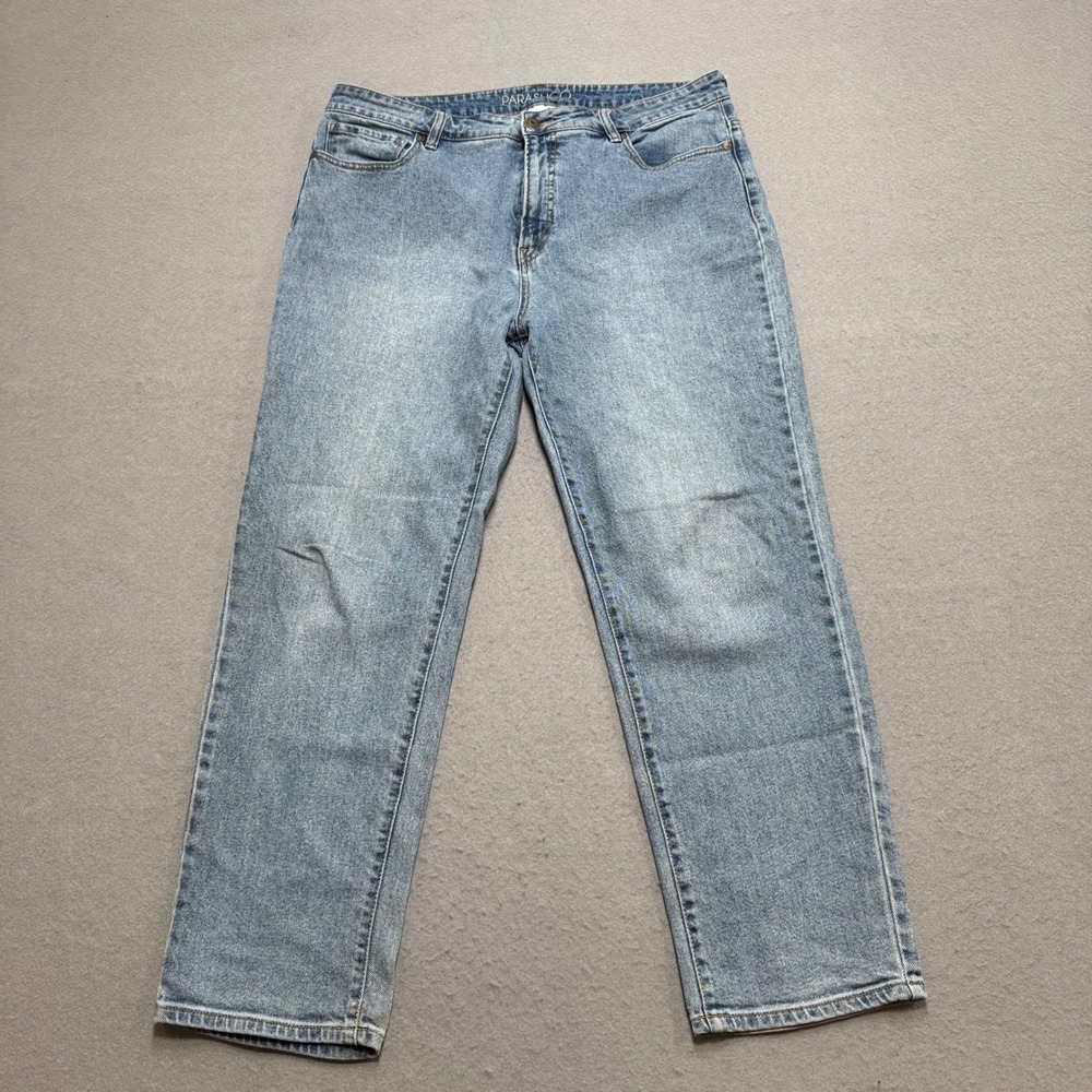 Parasuco Jeans Women's 14 Blue Light‎ Wash Denim Straight Leg High Rise Cotton